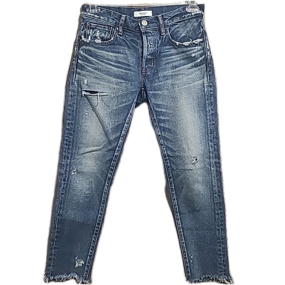Moussy Vintage Jeans 26x26 Japanese Denim Button Fly Whiskering Distress Raw Hem